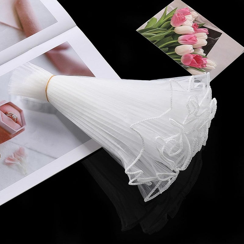 Haofy Flower Wrapping Mesh Paper 3.5m x 24cm Pearl Edge Wavy Crinkle Soft Yarn Versatile Bouquet Floral Wrap for Wedding Birthday Gift DIY Crafts (white Pearl) - Image 5