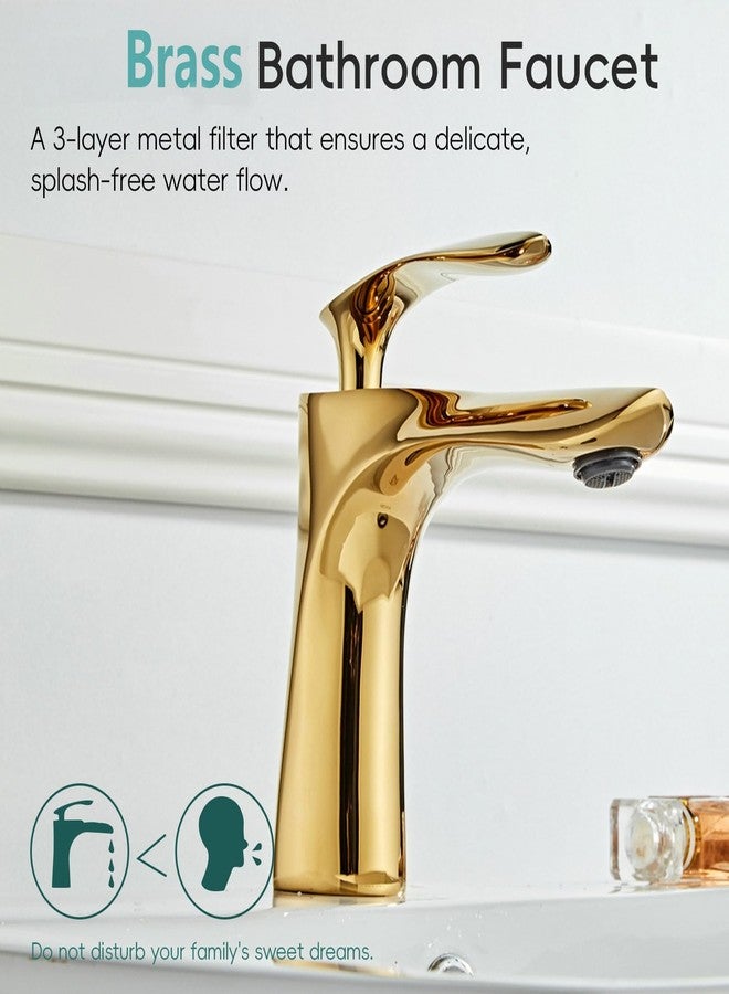 Leekayer Bathroom Faucet Gold Finish Single Handle One Hole Deck Mount Lavatory Vanity Mixer Tap Brass - Image 5