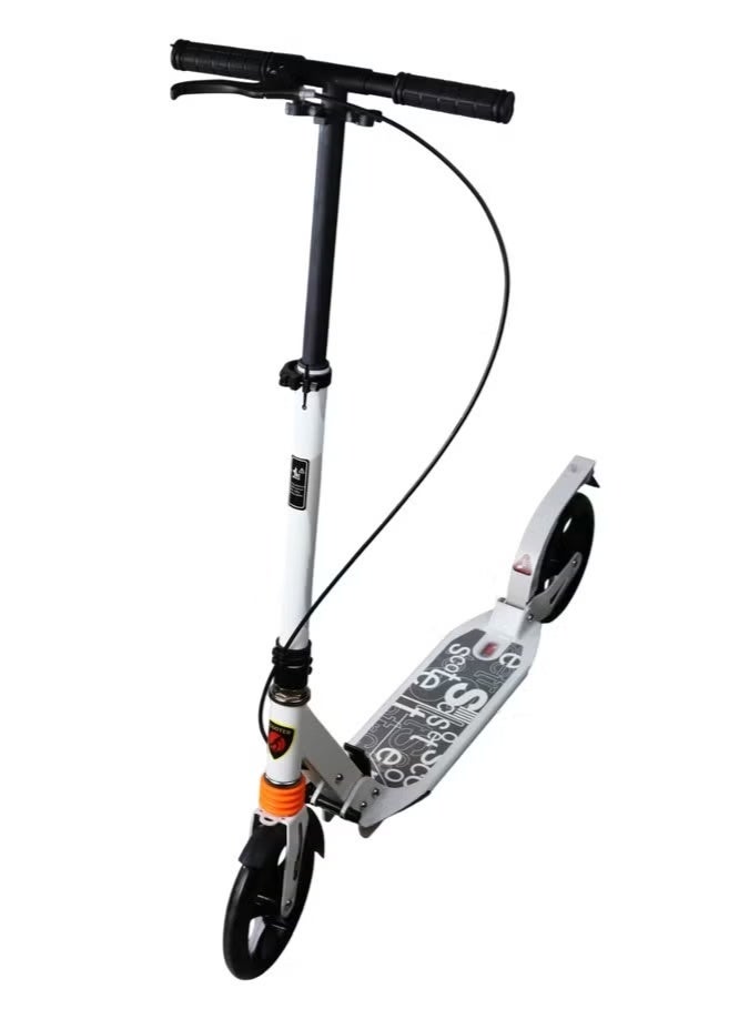 Adult Kick Scooter with Big Wheels and Disc Handbrake, Foldable Dual Suspension Commuter Scooter, Height Adjustable, Max Load 220lbs