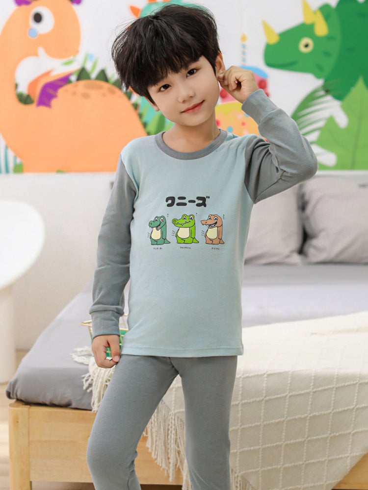 Children'S Pajamas, Pure Cotton, Boys' Autumn Clothes And Long Trousers, Girls' Thermal Intimates Set, Winter Kidsren'S Bottoming Cotton Sweater - Image 4