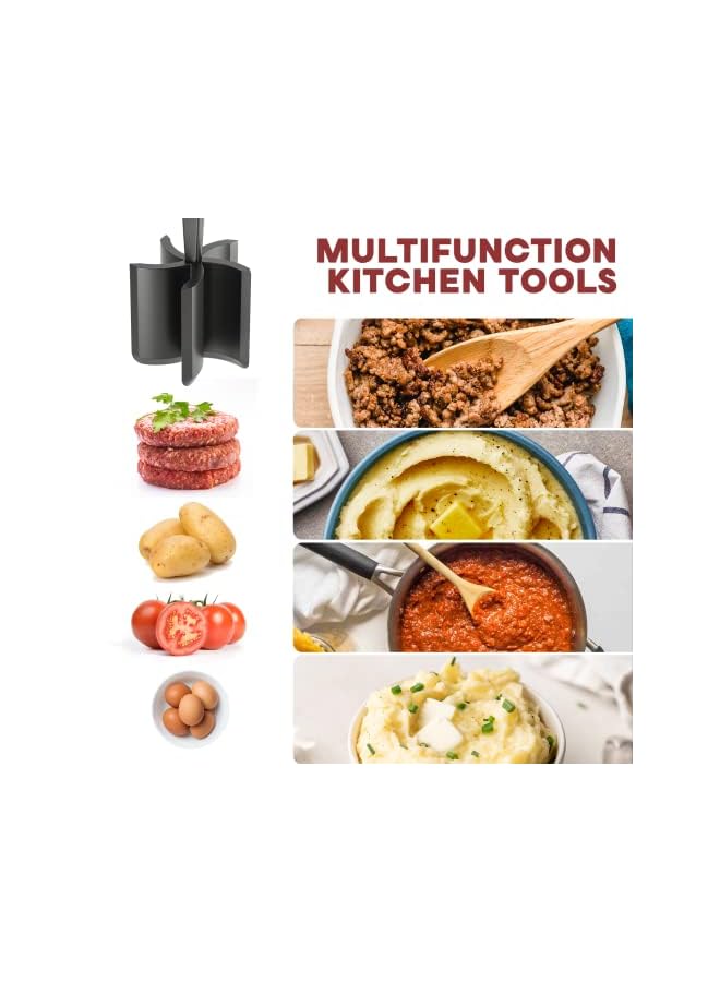 PROMASS Chopper, Hamburger Chopper, Premium Heat Resistant Masher and Smasher for Hamburger Meat, Ground Beef, Ground Turkey and More, Nylon Ground Beef Chopper Tool and Meat Fork, Non Stick Mix Chopper - Image 4