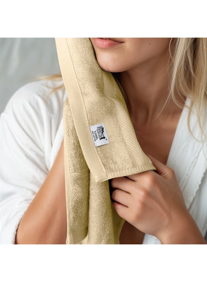 ريست REST Face Towel   Set of 4 Ivory Cotton Face Towel  30x30cm , 12x12 inch Luxury Face Cleansing Towel Soft Absorbent Lightweight Washable Quick Dry Spa Quality Beach Face Towel - Image 5