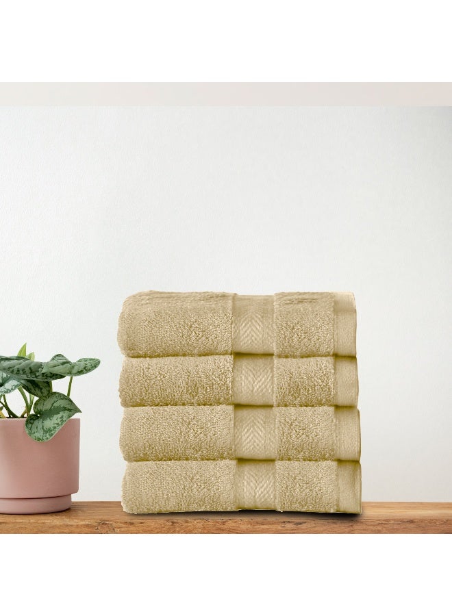 ريست REST Face Towel   Set of 4 Ivory Cotton Face Towel  30x30cm , 12x12 inch Luxury Face Cleansing Towel Soft Absorbent Lightweight Washable Quick Dry Spa Quality Beach Face Towel - Image 1