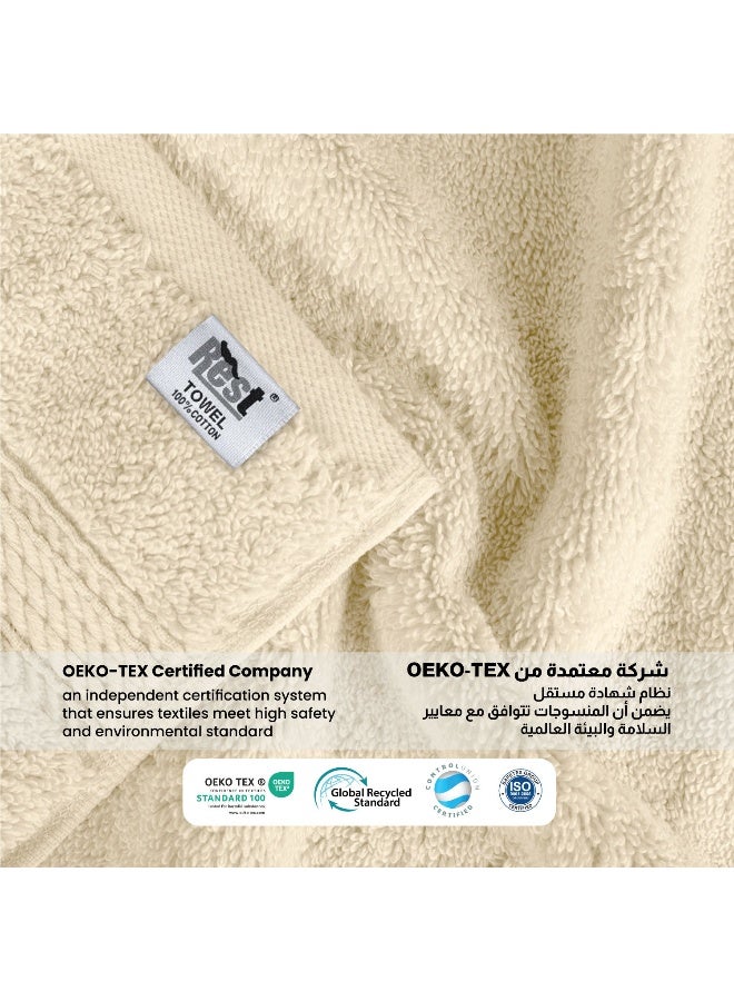 ريست REST Face Towel   Set of 4 Ivory Cotton Face Towel  30x30cm , 12x12 inch Luxury Face Cleansing Towel Soft Absorbent Lightweight Washable Quick Dry Spa Quality Beach Face Towel - Image 4