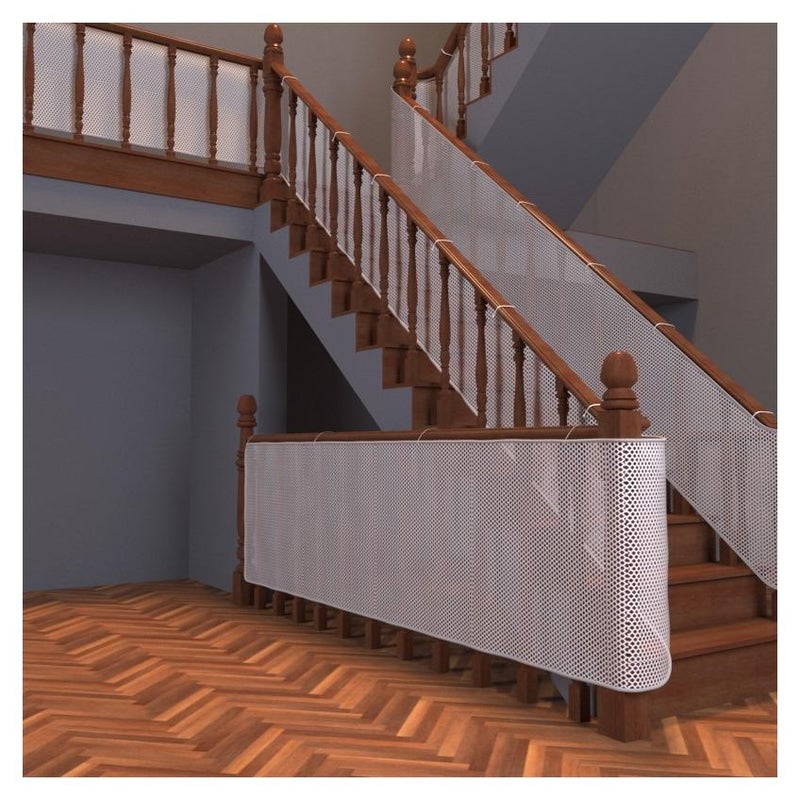 رات سو شبكة سلامة للدرابزين تحمي الأطفال من الدرج والشرفة في الهواء الطلق بدون حاجة للحفر، مناسبة أيضاً للكلاب والقطط والنوافذ، اللون: أبيض، الحجم: ٣٠٠x٧٨ سم - Image 1