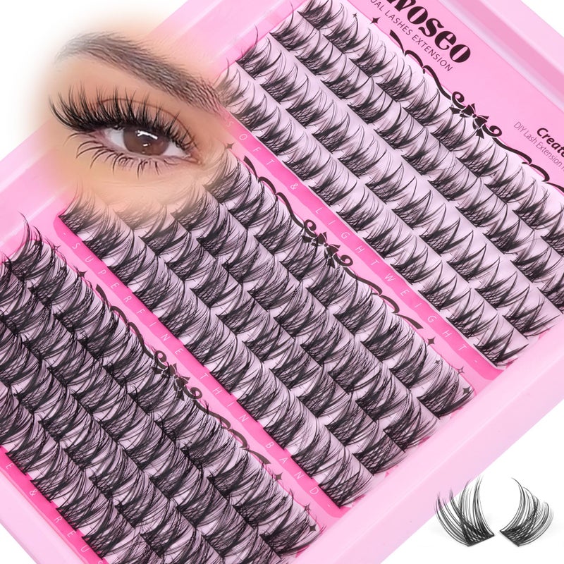 wiwoseo Natural Lash Clusters Wispy Eyelash Clusters Individual Lashes Cluster Eyelash Extensions D Curly Lashes Clusters Wispy Lash Clusters Natural Individual Lashes for DIY at Home (8-16MM) - Image 1