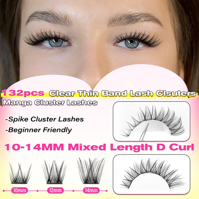 wiwoseo Natural Lash Clusters Wispy Eyelash Clusters Individual Lashes Cluster Eyelash Extensions D Curly Lashes Clusters Wispy Lash Clusters Natural Individual Lashes for DIY at Home (8-16MM) - Image 2