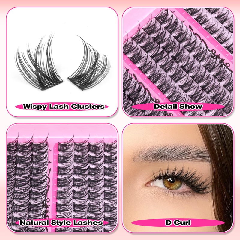 wiwoseo Natural Lash Clusters Wispy Eyelash Clusters Individual Lashes Cluster Eyelash Extensions D Curly Lashes Clusters Wispy Lash Clusters Natural Individual Lashes for DIY at Home (8-16MM) - Image 5