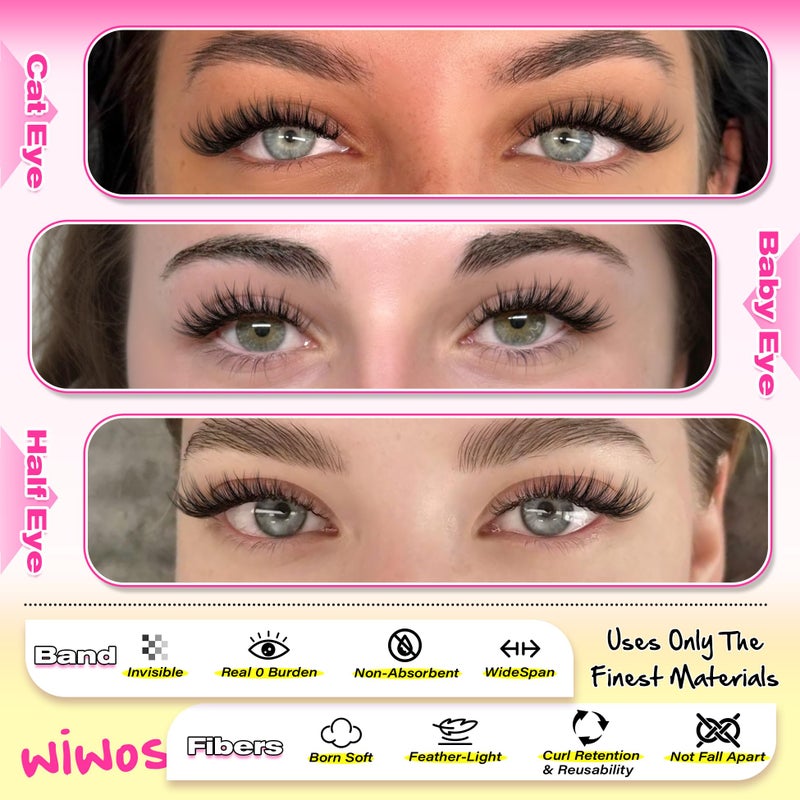 wiwoseo Natural Lash Clusters Wispy Eyelash Clusters Individual Lashes Cluster Eyelash Extensions D Curly Lashes Clusters Wispy Lash Clusters Natural Individual Lashes for DIY at Home (8-16MM) - Image 3
