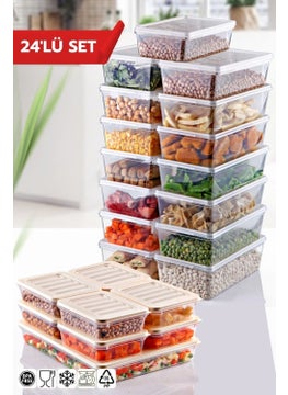 Nandy Home مجموعة 24 قطعة صندوق تخزين فريش بوكس مع غطاء ذاتي اللون كريمة  - Image 1