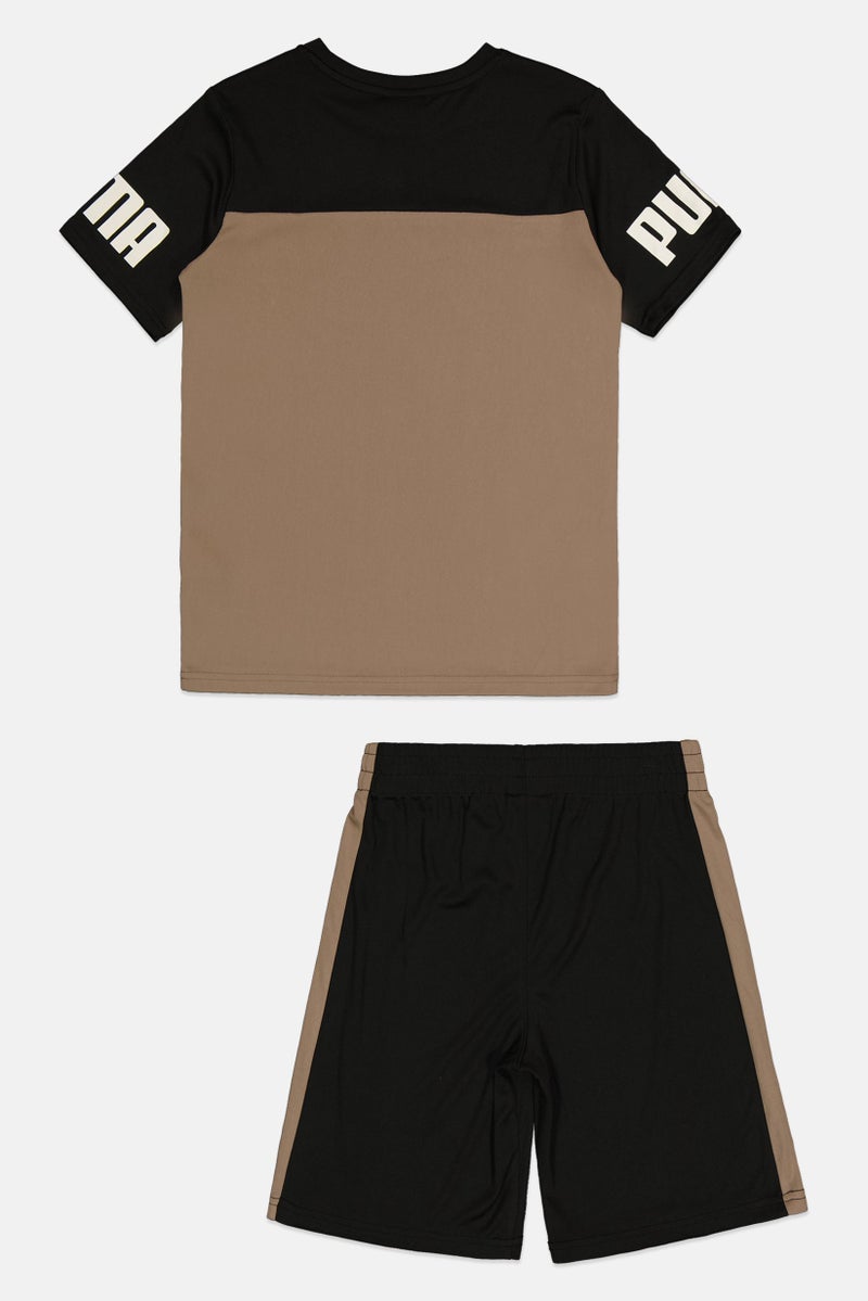 PUMA Kids Boy 2Pcs Brand Logo T-Shirt And Bottom Shorts Set, Multicolor - Image 3
