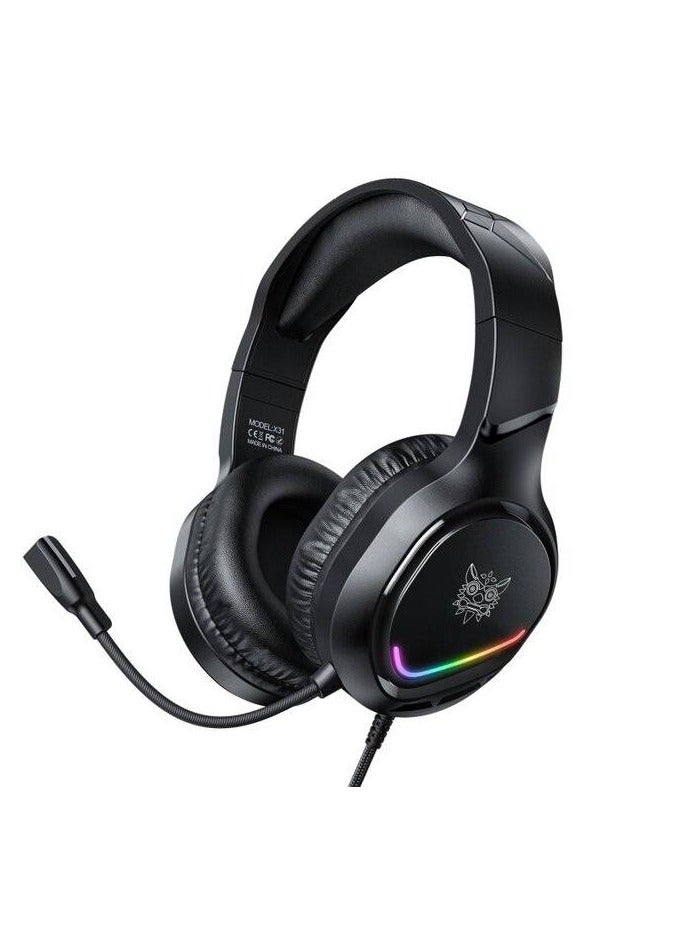 Onikuma X31 RGB USB+3.5mm Headphone Black - Image 1