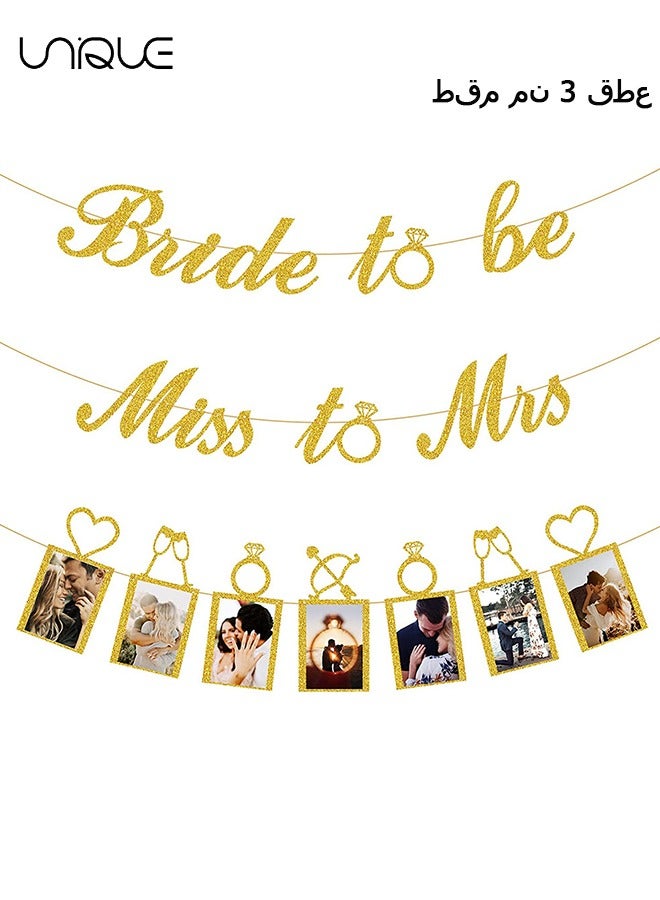 يونيك زينة دش الزفاف الذهبي - العروس لتكون سعيدة إلى الأبد لافتة وراية صور لدش الزفاف / الزفاف / الخطوبة حزب كيت لوازم الديكور الديكور (الذهبي) - Image 1