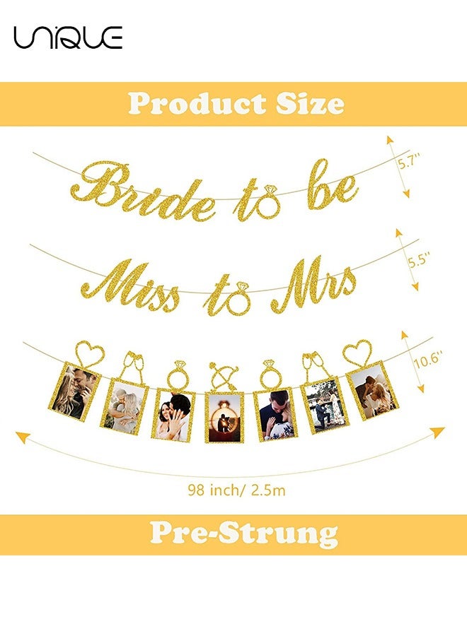 يونيك زينة دش الزفاف الذهبي - العروس لتكون سعيدة إلى الأبد لافتة وراية صور لدش الزفاف / الزفاف / الخطوبة حزب كيت لوازم الديكور الديكور (الذهبي) - Image 2