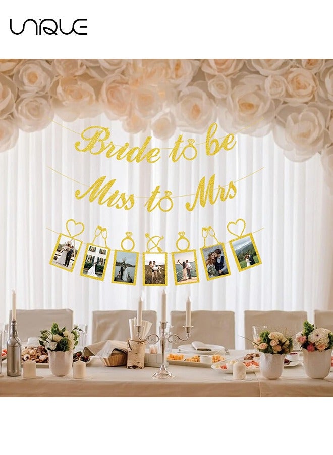 يونيك زينة دش الزفاف الذهبي - العروس لتكون سعيدة إلى الأبد لافتة وراية صور لدش الزفاف / الزفاف / الخطوبة حزب كيت لوازم الديكور الديكور (الذهبي) - Image 5
