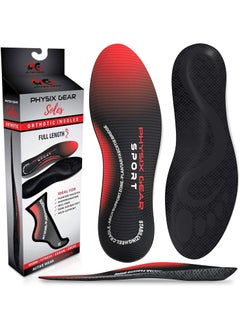Physix Gear Sport Physix Gear Orthotic Insoles for Men & Women - Arch Support Orthotics Insole, Orthopedic Insoles, Inserts for Men & Women, Foot Insoles for Plantar Fasciitis Comfort, Shoe Insert, Feet, Red/Black, S 