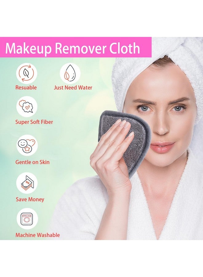 BloomSesame Makeup Remover Cloths For Face, Eye, Lips Reusable Makeup Remover Pads Soft Microfiber Facial Cleansing Cloths 5 X 5 Inch 6 Pack (Gray) - Image 2