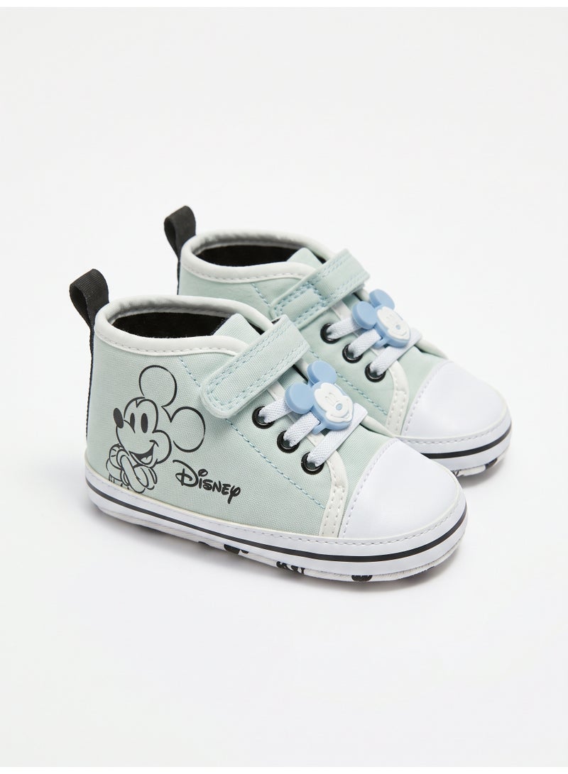 Primark Disney Mickey Mouse Baby High-Top Shoes with Hook and Loop Closure, Light Green