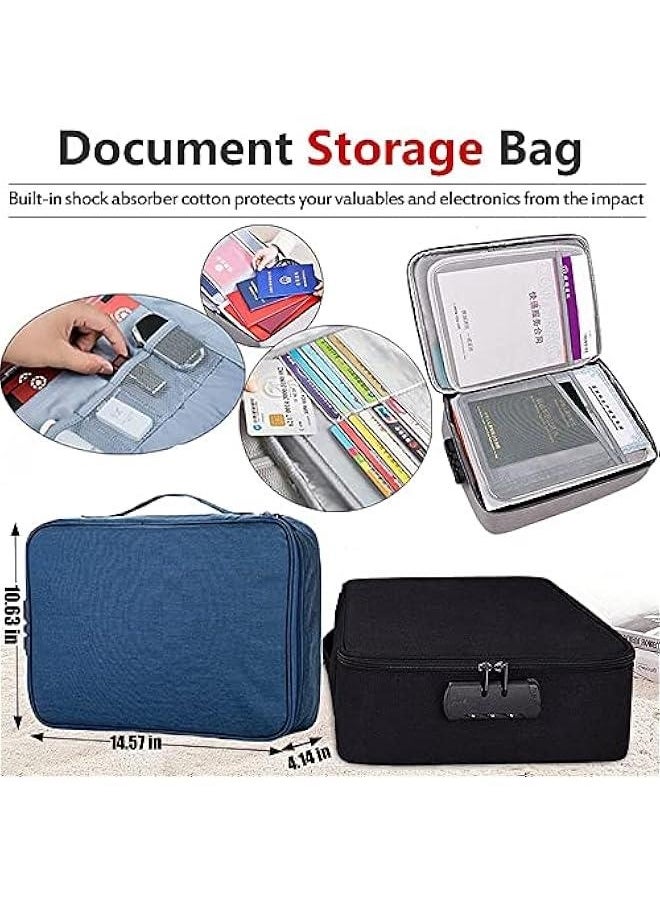 Generic - Oxford Document Organizer with Safe Code Lock,Storage Pouch Credential Bag Diploma Storage Important Document and File Pocket, Laptop, Notebooks,Bank Cards Valuables Travel Bag with Separators (Blac - Image 1
