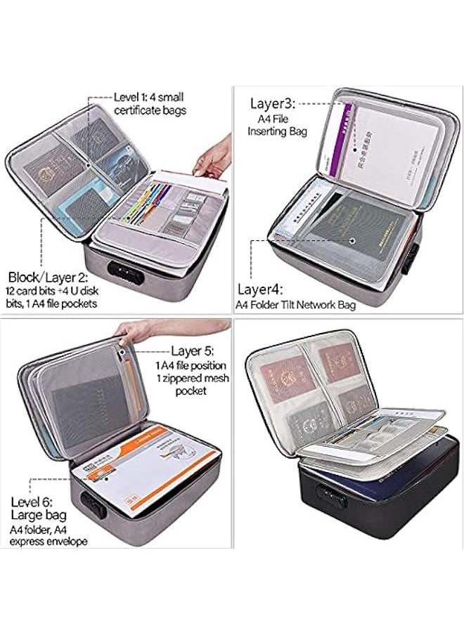 Generic Oxford Document Organizer with Safe Code Lock,Storage Pouch Credential Bag Diploma Storage Important Document and File Pocket, Laptop, Notebooks,Bank Cards Valuables Travel Bag with Separators (Blac  - Image 2