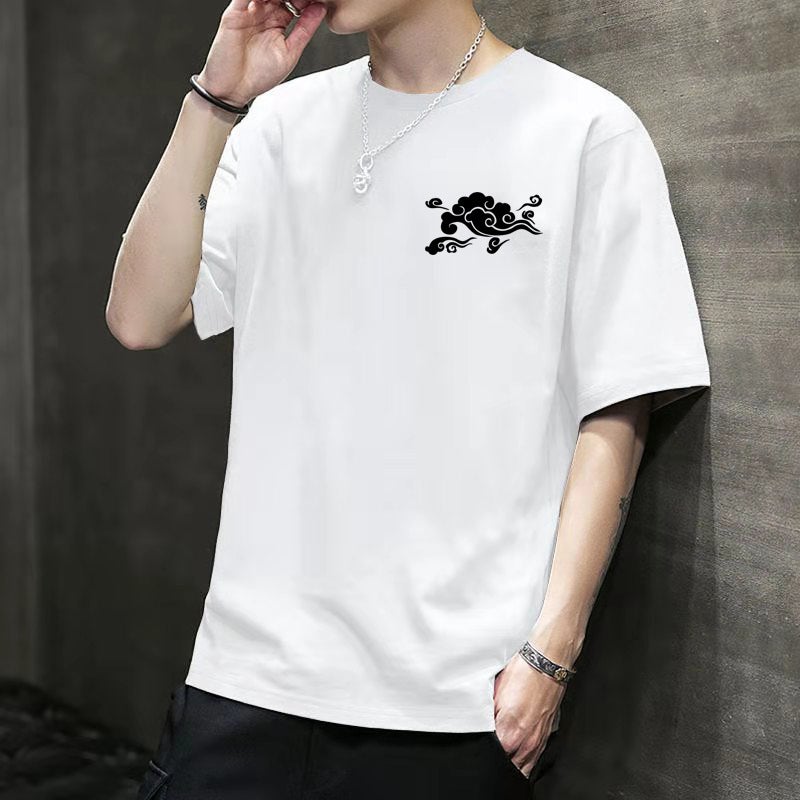Boys Short-sleeved T-shirt 2020 New Fashion Casual Printed Short-sleeved Summer New Base Shirt Clothes 1 Piece Free Shipping Clouds White 