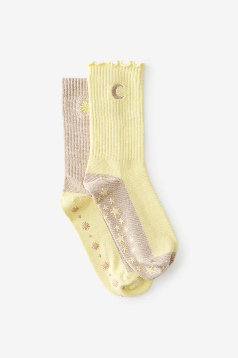 Typo 2 Pck Grip Socks