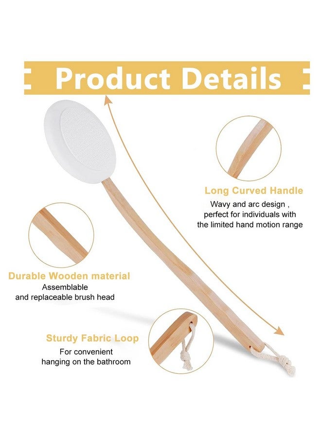 MAYCREATE Lotion Applicator Body Cleansing Brush For Your Back, Lotion Applicators, Long Wooden Handle With 3 Replaceable Brush Head For Bath And Shower, Exfoliating Or Dry Skin Brushing - Image 3