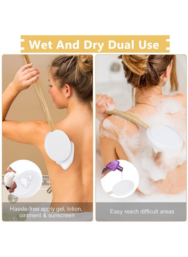 MAYCREATE Lotion Applicator Body Cleansing Brush For Your Back, Lotion Applicators, Long Wooden Handle With 3 Replaceable Brush Head For Bath And Shower, Exfoliating Or Dry Skin Brushing - Image 4
