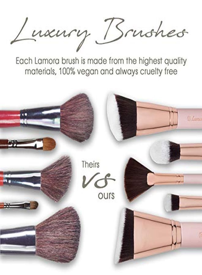 Lamora Ce Contour Brush Set - Synthetic Contouring Sculpting And Highlighting Kit - Cream Blush Powder Flat Nose Cheek Round Small Angled Fan Tapered Precision Kabuki Foundation Makeup Brushes - Image 4