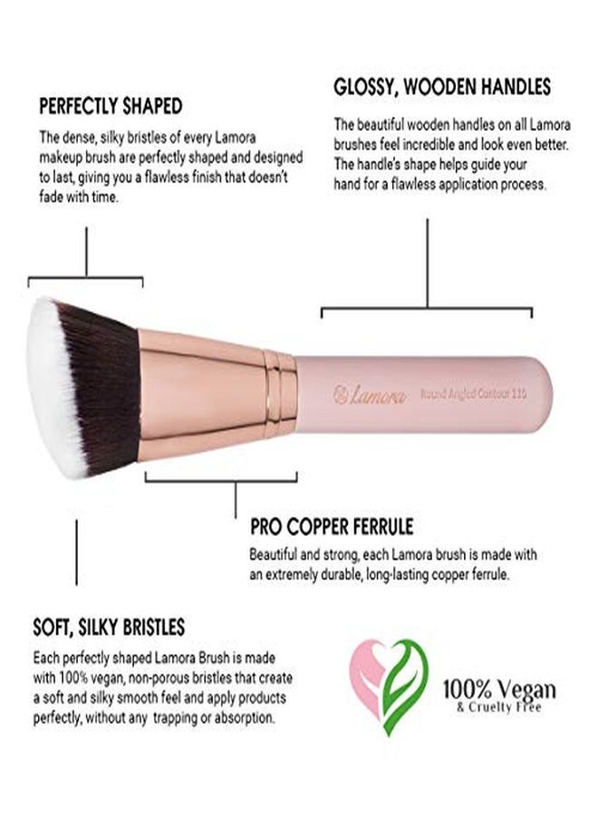 Lamora Ce Contour Brush Set - Synthetic Contouring Sculpting And Highlighting Kit - Cream Blush Powder Flat Nose Cheek Round Small Angled Fan Tapered Precision Kabuki Foundation Makeup Brushes - Image 3