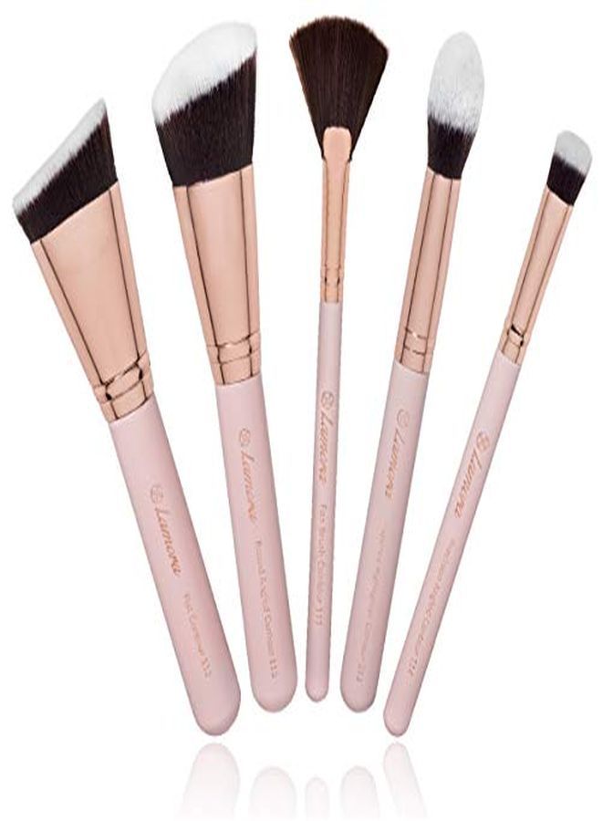 Lamora Ce Contour Brush Set - Synthetic Contouring Sculpting And Highlighting Kit - Cream Blush Powder Flat Nose Cheek Round Small Angled Fan Tapered Precision Kabuki Foundation Makeup Brushes - Image 1