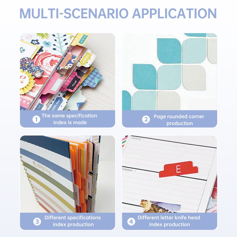 KW-triO Paper Punch Planner Dividers Maker Handmade Tab Punch for Crafting Calendar Agenda Schedule Book Notebook Scrapbook Diary Card Binding Edge 4 Sizes Combination DIY Cutter Office Home School Students Supplies - Image 2