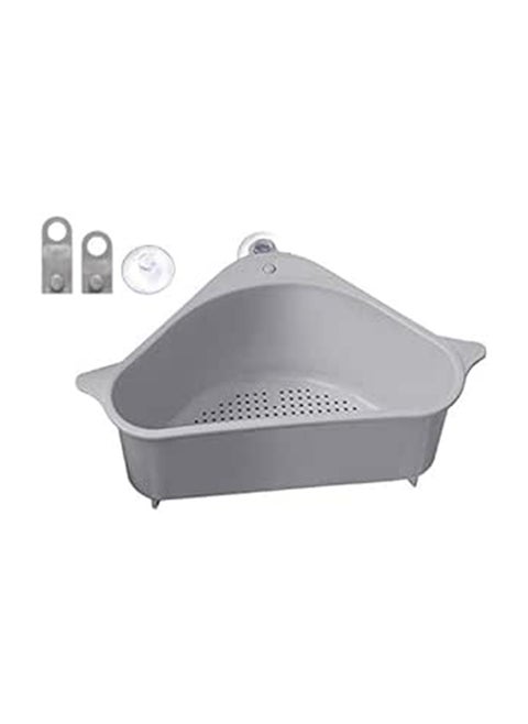 Outivity Sink Strainer Basket Triangular Sink Drain Shelf Corner With Suction Storage Rack Sucker Multifunctional Kitchen Side Sink Filter Sink Sponge Holder Bathroom Soap Box Organizer -Grey -- Gray