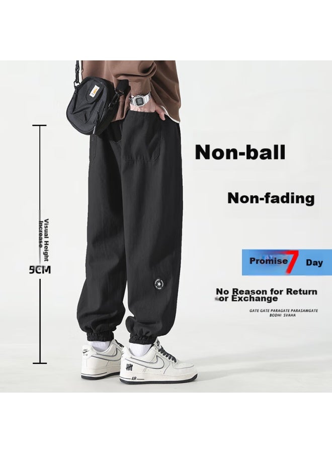 Dingfengbaoluo Men's Pants, Autumn And Winter Style, Large Size, Versatile, Loose-fitting, Cargo, Tapered, Casual Trousers, Hk9210, Black, Size L - Image 3