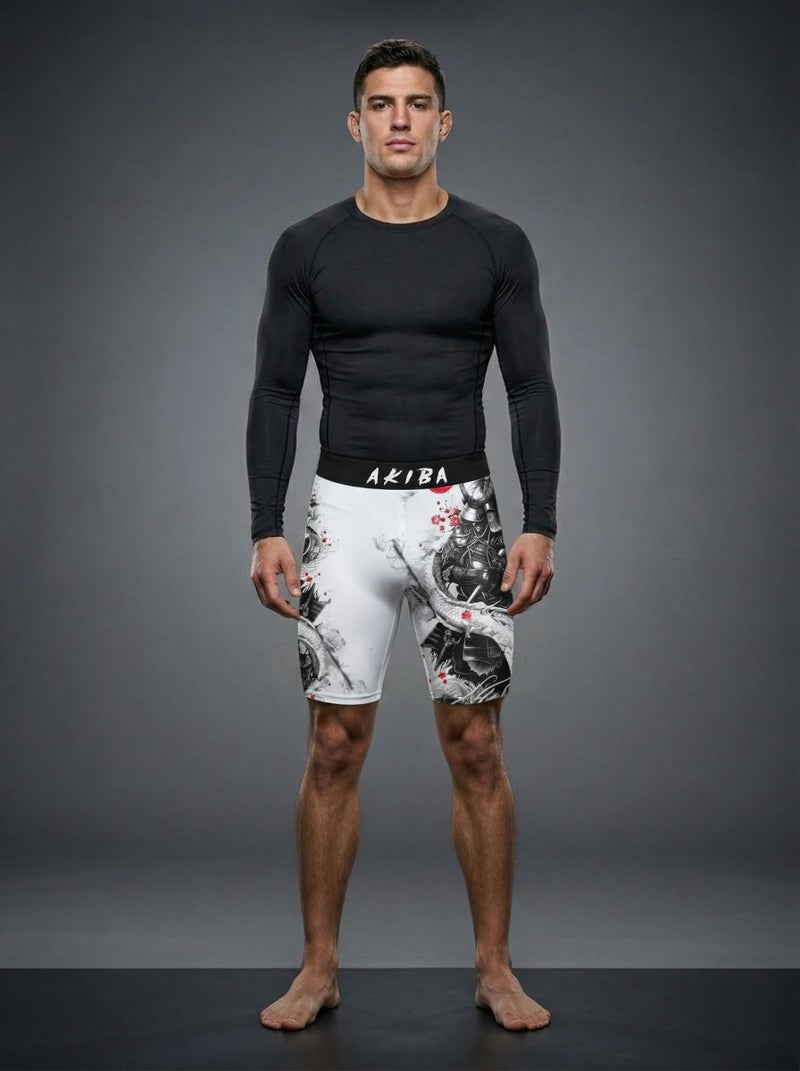 AKIBA Sport Performance Compression Unisex Shorts for MMA,Cycling, Martial Arts,Gym, Cage Fight, Muay Thai, BJJ, Boxing, and Grappling (38) White - Image 2