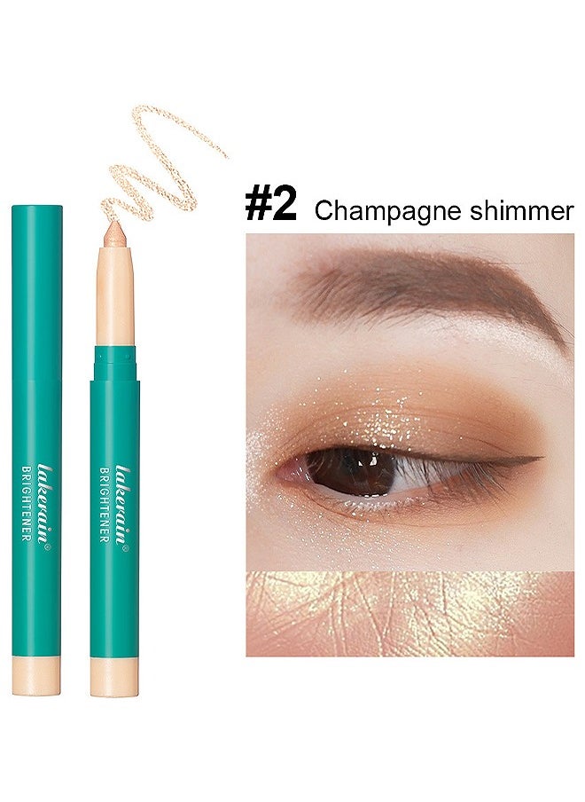 Eye Shadow Sticks, Shimmer Cream Eyeshadow Highlighter Eyeshadow Pencil Waterproof Glitter Eye Shadow Eyeliner Pen, Long Lasting Shadow Make Up Multi-Dimensional Eyes Look (Champagne Shimmer)