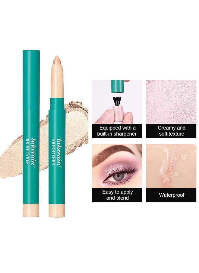 Eye Shadow Sticks, Shimmer Cream Eyeshadow Highlighter Eyeshadow Pencil Waterproof Glitter Eye Shadow Eyeliner Pen, Long Lasting Shadow Make Up Multi-Dimensional Eyes Look (Champagne Shimmer)