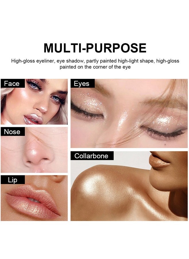 Eye Shadow Sticks, Shimmer Cream Eyeshadow Highlighter Eyeshadow Pencil Waterproof Glitter Eye Shadow Eyeliner Pen, Long Lasting Shadow Make Up Multi-Dimensional Eyes Look (Champagne Shimmer)