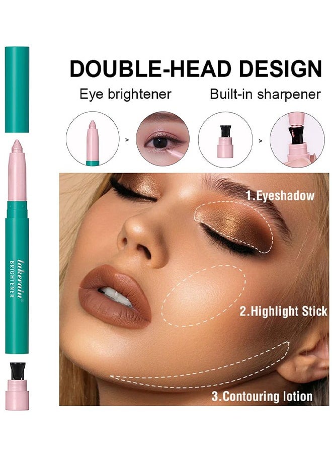 Eye Shadow Sticks, Shimmer Cream Eyeshadow Highlighter Eyeshadow Pencil Waterproof Glitter Eye Shadow Eyeliner Pen, Long Lasting Shadow Make Up Multi-Dimensional Eyes Look (Champagne Shimmer)