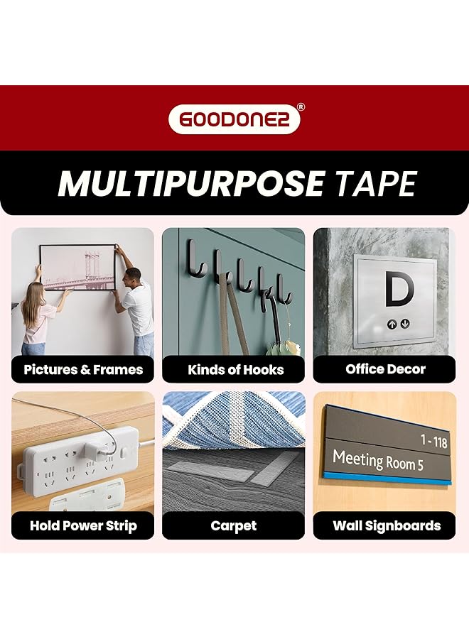 erorex Style Double Sided Tape Heavy Duty Multipurpose Removable Clear And Tough Mounting Tape Sticky Adhesive Reusable Strong Wall Tape Picture Hanging Strips Poster Pack Of 1 With Scissor  - Image 3