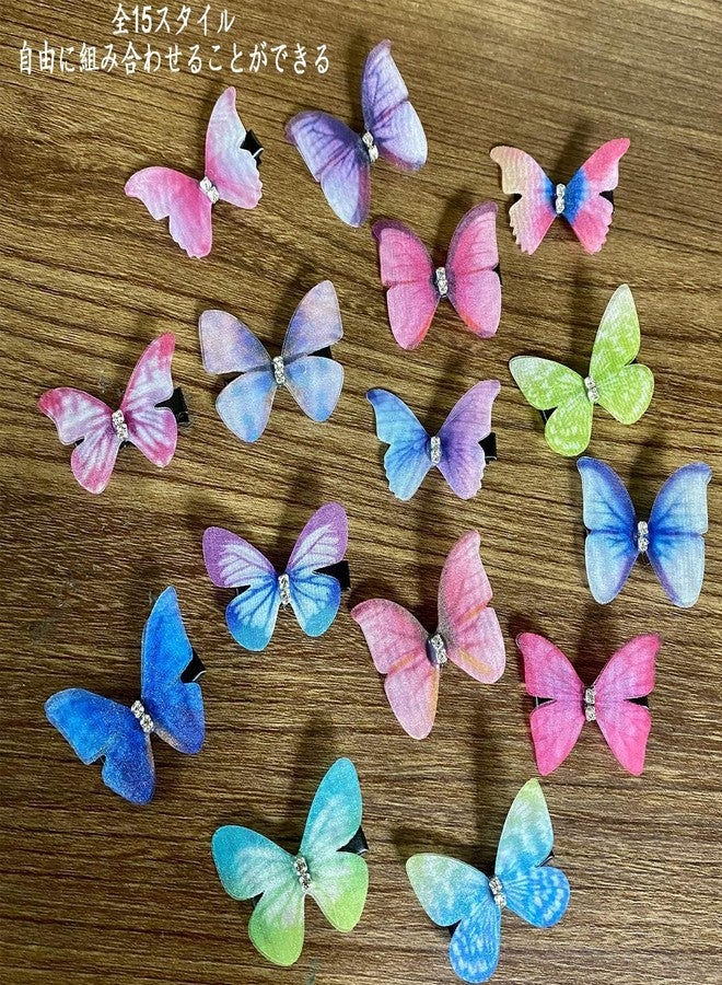 Diversa مشابك شعر دايفرسا ثلاثية الأبعاد على شكل فراشة متحركة بألوان قوس قزح، عبوة من 12 قطعة، متعددة الألوان، للنساء، 5 سم × 4 سم، 12 قطعة - Image 2