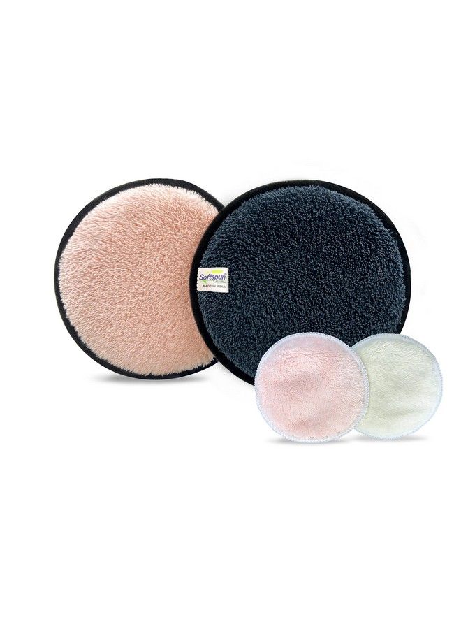 SOFTSPUN Microfiber Reusable Makeup Remover Cleansing Pads For Face Eyes Lipstick Pack Of 4 280 Gsm 12X12Cms Grey+Light Pink Safe For All Skin Types. - Image 2
