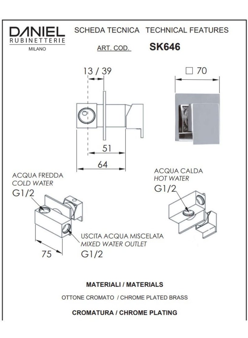 Daniel Built-in shut-off mixer.SK646 CR - Image 2