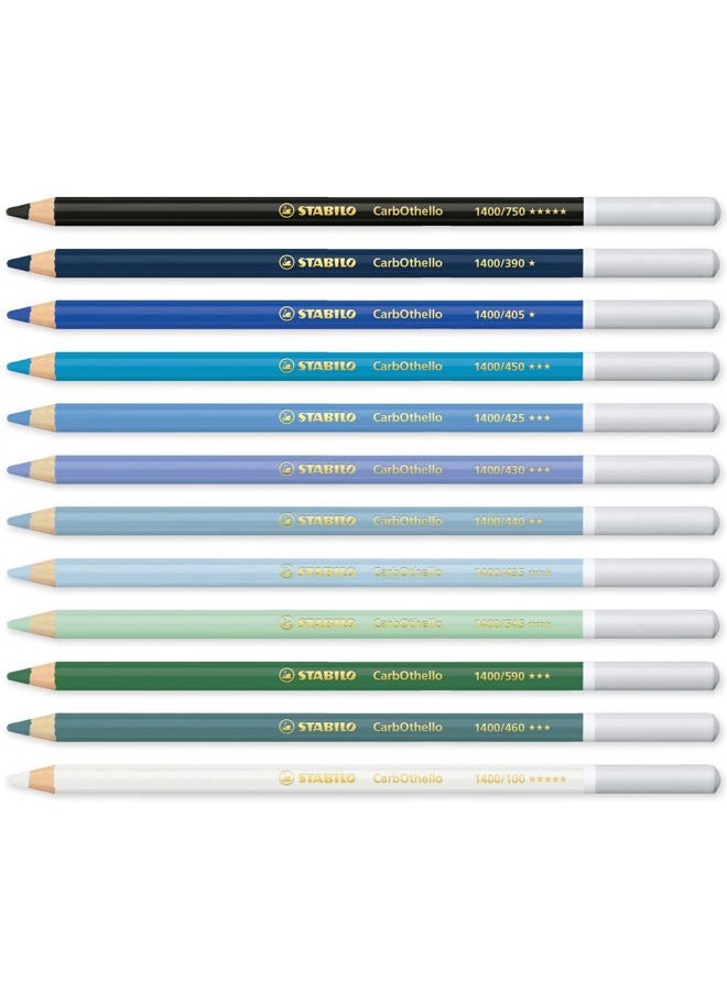 STABILO Chalk-Pastel Pencil CarbOthello - Pack of 12 - Ocean Tones - Image 1