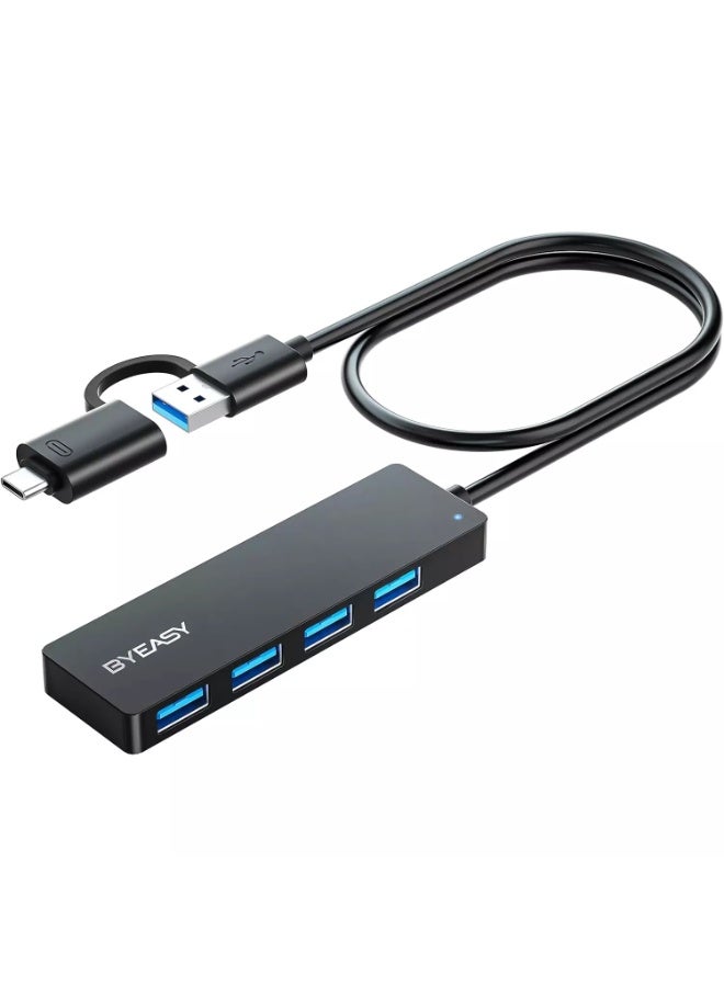 BYEASY USB Hub, USB 3.1 C to USB 3.0 Hub with 4 Ports and 2ft Extended Cable, Ultra Slim Portable USB Splitter for MacBook, Mac Pro/Mini, iMac, Ps4, PS5, Surface Pro,Flash Drive, Samsung - Image 1
