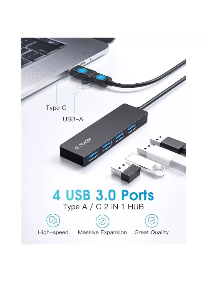 BYEASY USB Hub, USB 3.1 C to USB 3.0 Hub with 4 Ports and 2ft Extended Cable, Ultra Slim Portable USB Splitter for MacBook, Mac Pro/Mini, iMac, Ps4, PS5, Surface Pro,Flash Drive, Samsung - Image 4