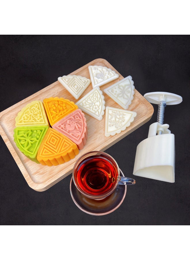 Moon Cake Mold Household Green Bean Cake Pastry Model Printing Tool Chinese Style Hand Pressure Cake Mold Baking Tool-Color:Three-dimensional Mold Life Love 50g One Mold Five Pieces  - Image 2