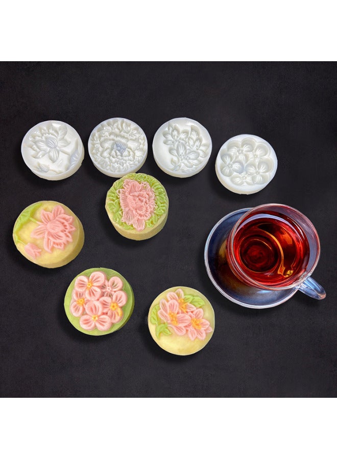 Moon Cake Mold Household Green Bean Cake Pastry Model Printing Tool Chinese Style Hand Pressure Cake Mold Baking Tool-Color:Three-dimensional Mold Life Love 50g One Mold Five Pieces  - Image 5