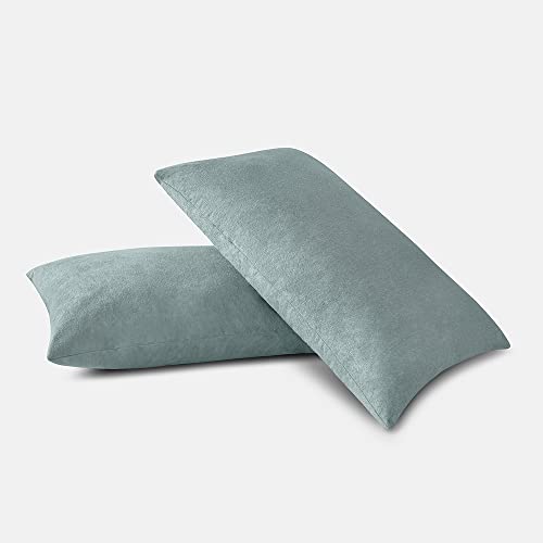 Sleepyhead Waterproof Bamboo Terry Pillow Protector, (28"x18", Set of 2, Grey) - Image 1