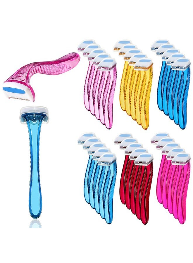 Honoson 30 Pieces Bikini Razor T-type Personal Women's Trimmer for Armpit and Intimate Area (Light Blue, Light Yellow, Light Pink, Rose, Blue, Deep Pink) - Image 1